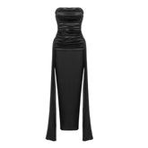 Robe noire à ruban plissé et haut tube
